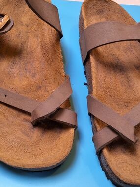 Birkenstock Black Leather Two-Strap Buckle Sandals